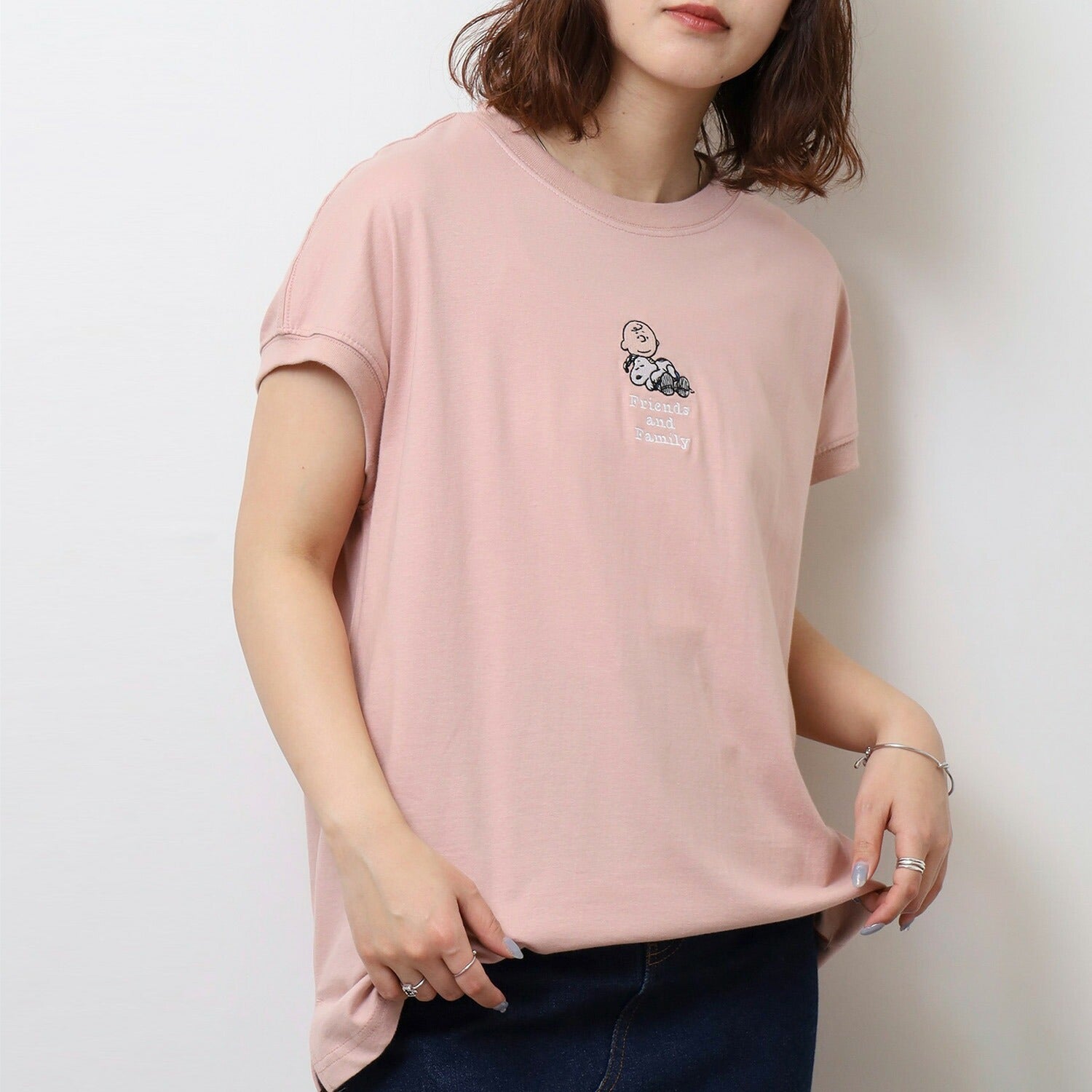スヌーピー 半袖 刺繍 フレンチスリーブTシャツ チャーリーブラウン SNOOPY PEAUTS s1152-88sp