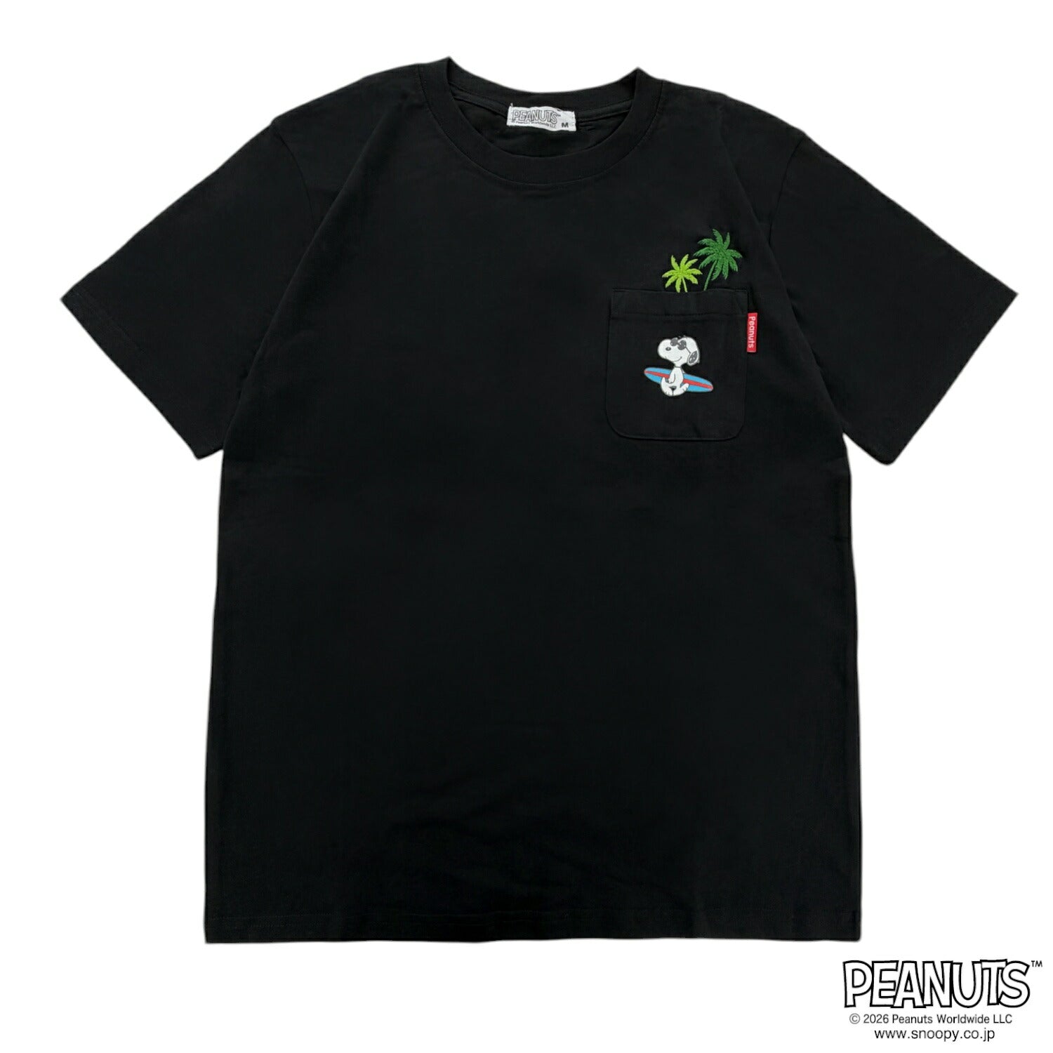 スヌーピー ポケット付き 刺繍 天竺 半袖 Tシャツ SNOOPY PEANUTS ワンポイント 春夏 s1162-100