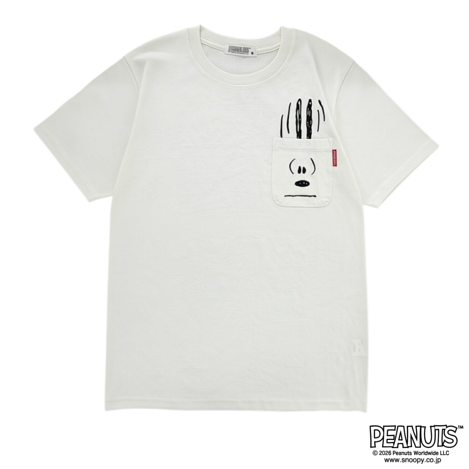 スヌーピー ポケット付き 刺繍 天竺 半袖 Tシャツ SNOOPY PEANUTS ワンポイント 春夏 s1162-100