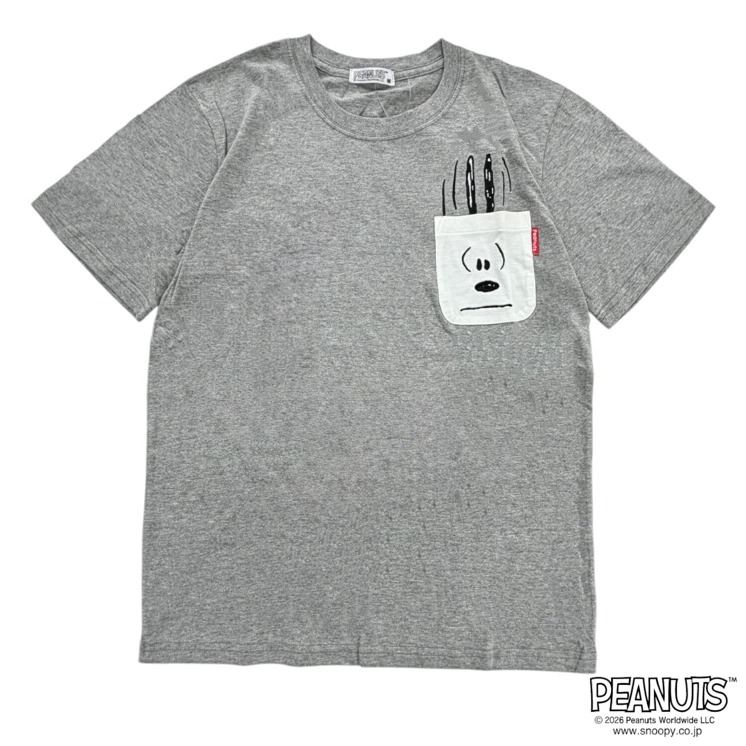 スヌーピー ポケット付き 刺繍 天竺 半袖 Tシャツ SNOOPY PEANUTS ワンポイント 春夏 s1162-100