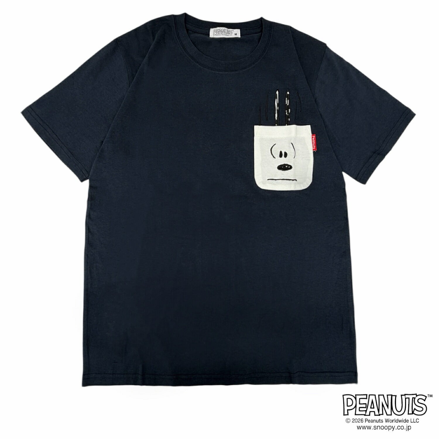 スヌーピー ポケット付き 刺繍 天竺 半袖 Tシャツ SNOOPY PEANUTS ワンポイント 春夏 s1162-100