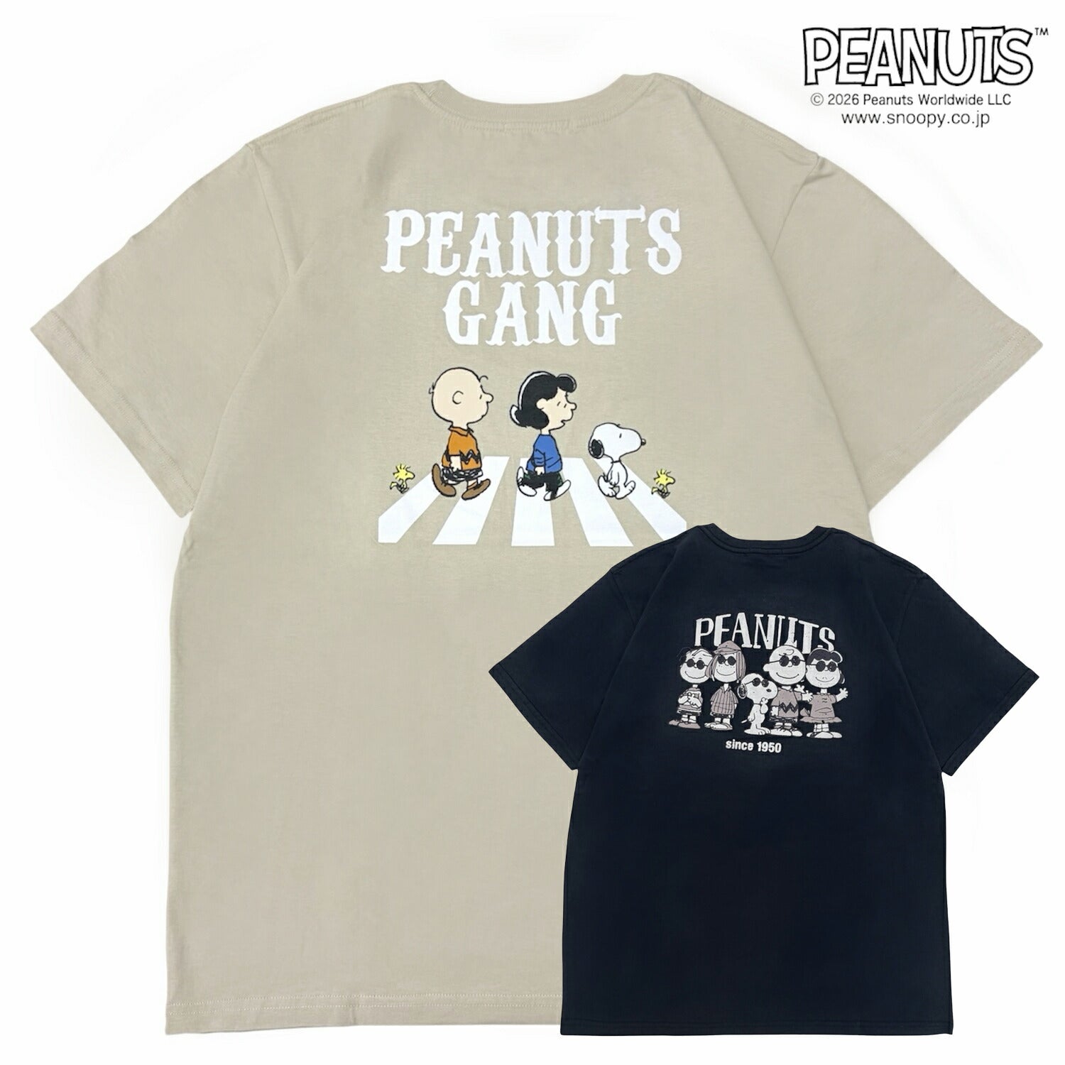 スヌーピー 横断歩道 サングラス プリント 半袖 Tシャツ バックプリント 天竺 メンズ レディース 夏  SNOOPY PEANUTS s1162-102