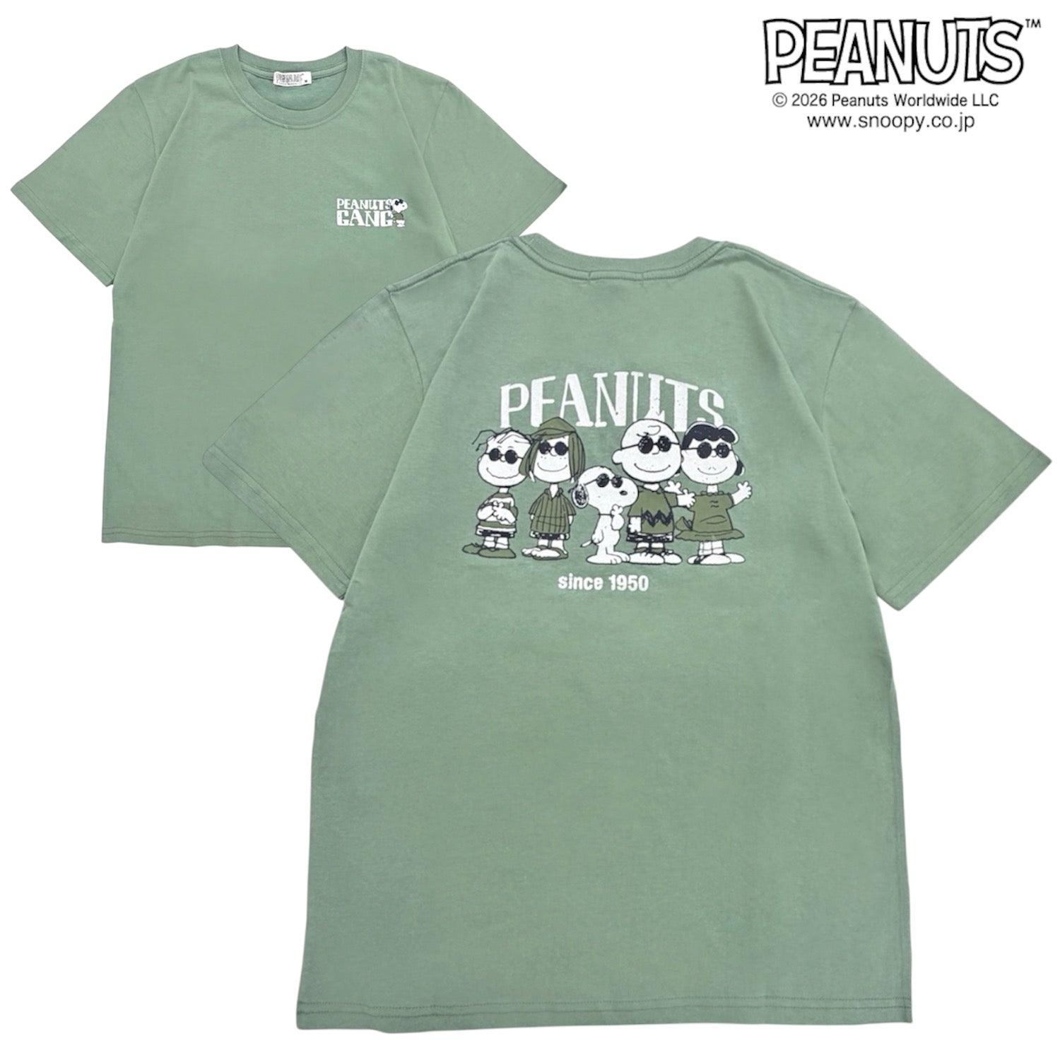 スヌーピー 横断歩道 サングラス プリント 半袖 Tシャツ バックプリント 天竺 メンズ レディース 夏  SNOOPY PEANUTS s1162-102