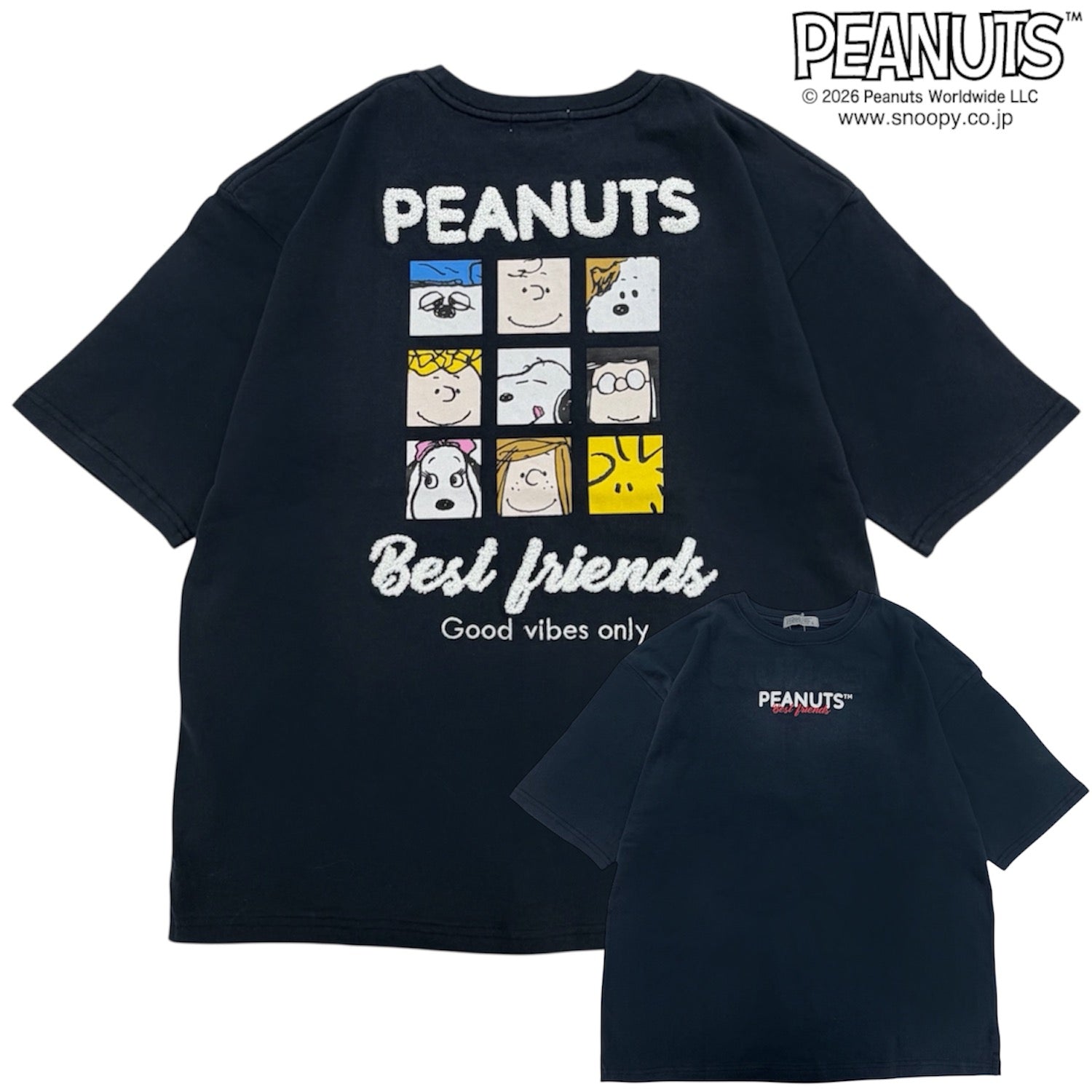スヌーピー 半袖 Tシャツ フレンズ柄 サガラ刺繍 バックプリント 天竺 ヘビーウェイト ドロップショルダー オーバーサイズ メンズ レディース 夏  SNOOPY PEANUTS s1162-168sp