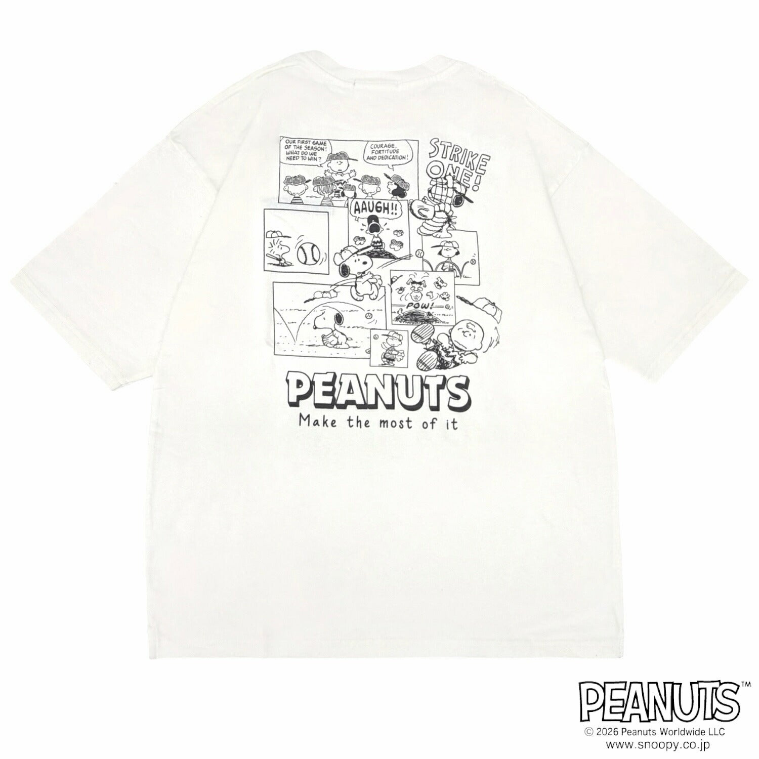 スヌーピー コミック柄 バックプリント ヘビーウェイト ドロップショルダー 刺繍 天竺 半袖 Tシャツ オーバーサイズ SNOOPY PEANUTS s1162-169sp