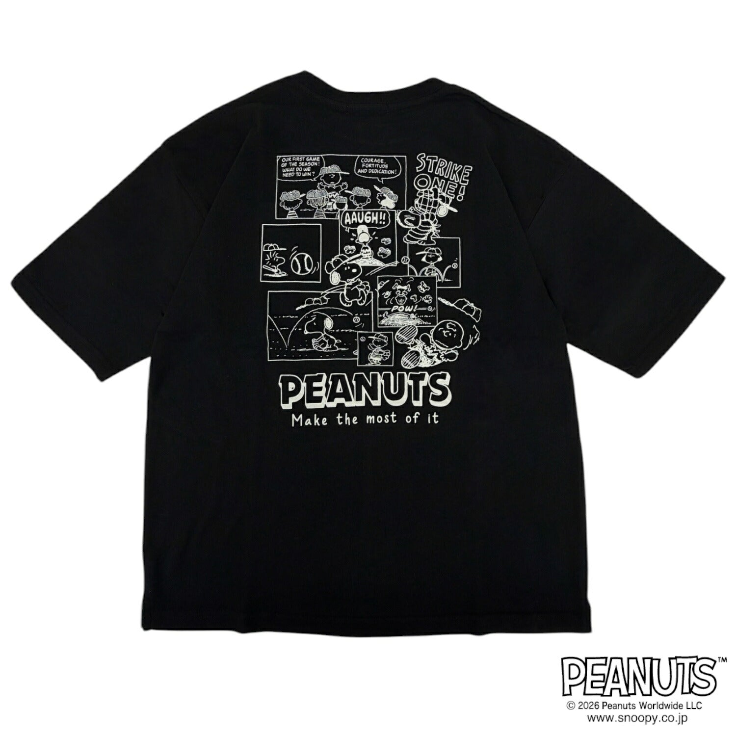 スヌーピー コミック柄 バックプリント ヘビーウェイト ドロップショルダー 刺繍 天竺 半袖 Tシャツ オーバーサイズ SNOOPY PEANUTS s1162-169sp