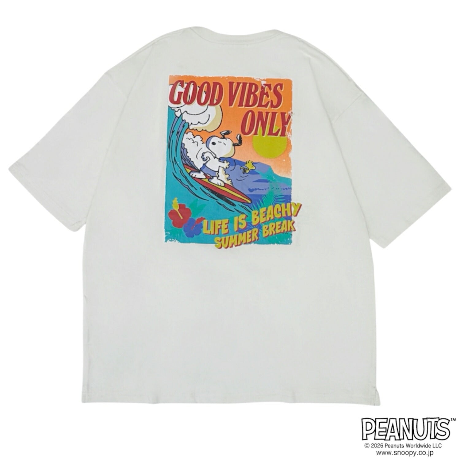 スヌーピー 波乗り柄 サーフィン プリント ヘビーウェイト ドロップショルダー 半袖 Tシャツ トップス 天竺 メンズ レディース 春 夏 SNOOPY PEANUTS s1162-172sp
