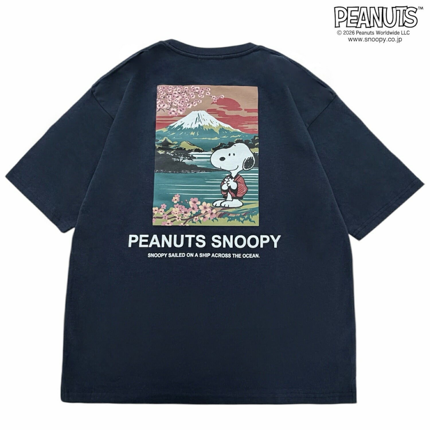 スヌーピー 富士山柄 バックプリント ヘビーウェイト ドロップショルダー 半袖 Tシャツ トップス 天竺 メンズ レディース 春 夏 SNOOPY PEANUTS s1162-173sp