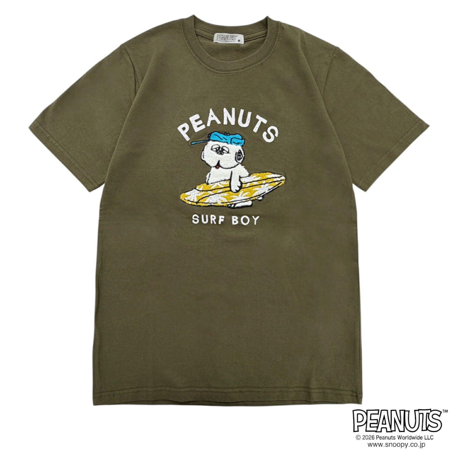 スヌーピー オラフ サーフ柄 プリント サガラ刺繍 天竺 半袖 Tシャツ メンズ レディース 春 夏 SNOOPY PEANUTS s1162-233sp