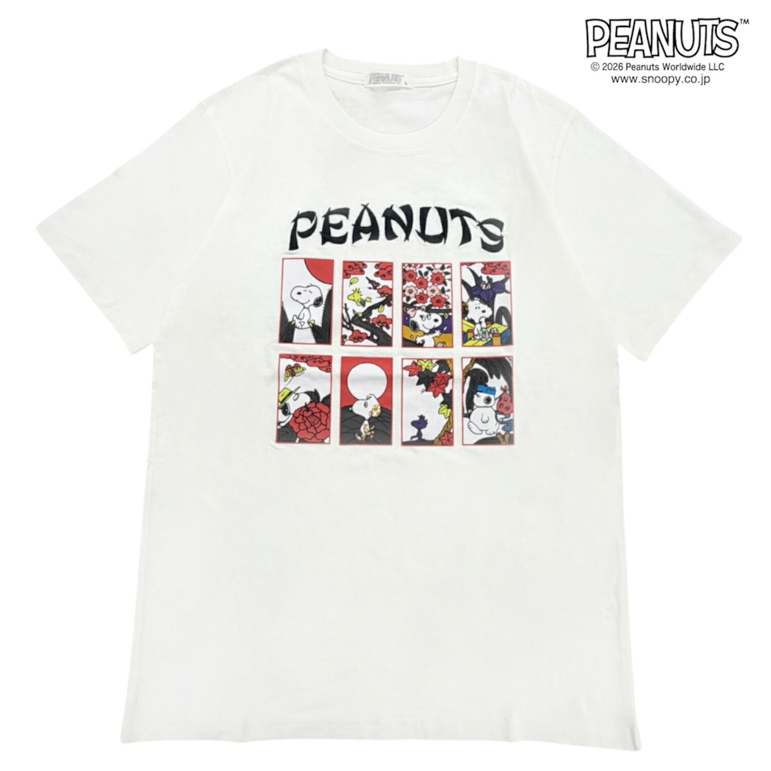 スヌーピー 花札柄 半袖 Tシャツ プリント 天竺 ロゴ刺繍 メンズ レディース 夏 和柄 SNOOPY PEANUTS s1162-234sp