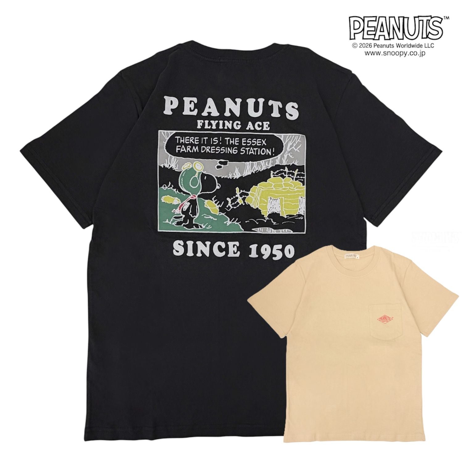 スヌーピー フライング・エース柄 半袖 Tシャツ バックプリント 天竺 メンズ レディース 春 夏 SNOOPY PEANUTS s1162-241sp