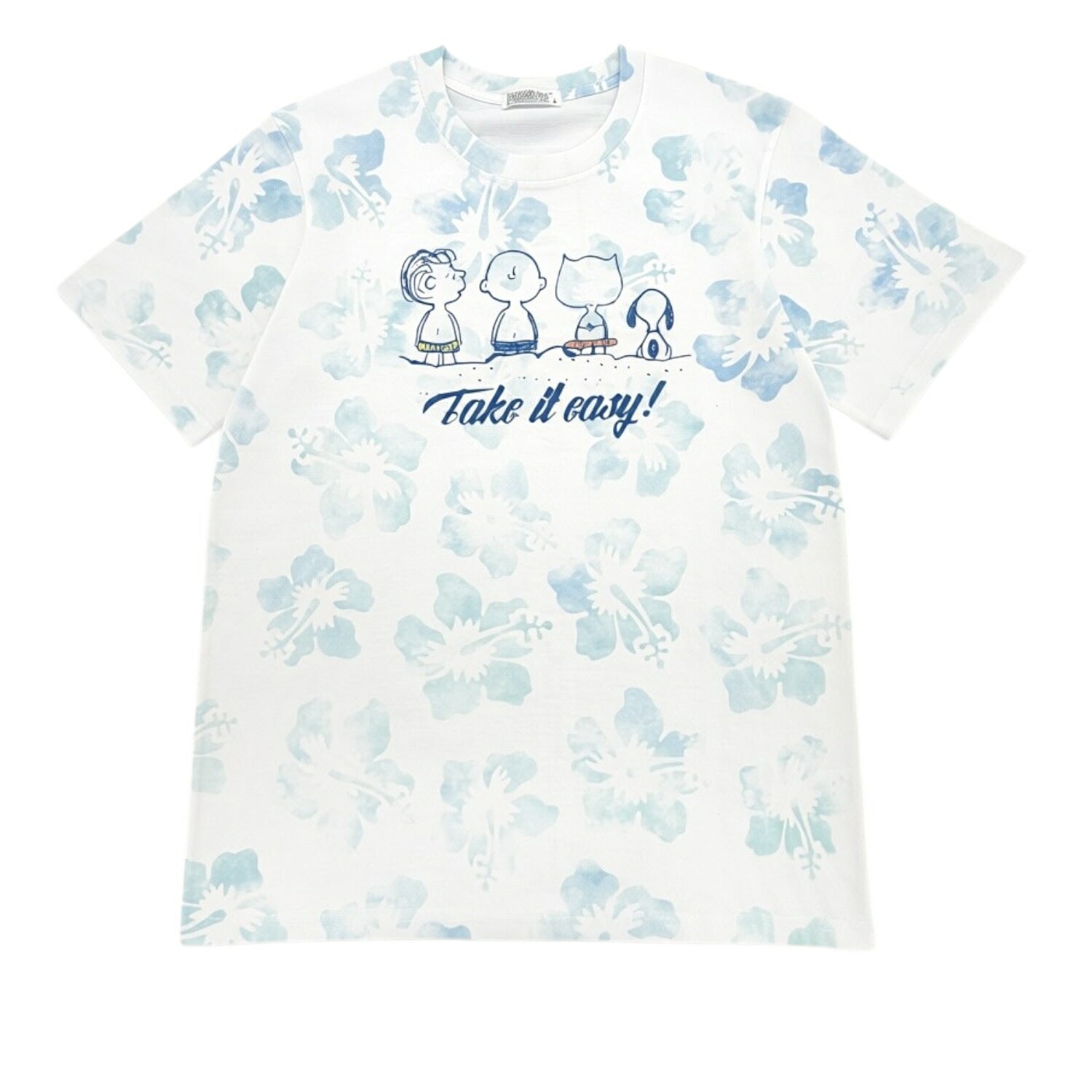 スヌーピー ビーチ柄 タイダイ プリント ハイビスカス 天竺 半袖 Tシャツ メンズ レディース 春 夏 SNOOPY PEANUTS