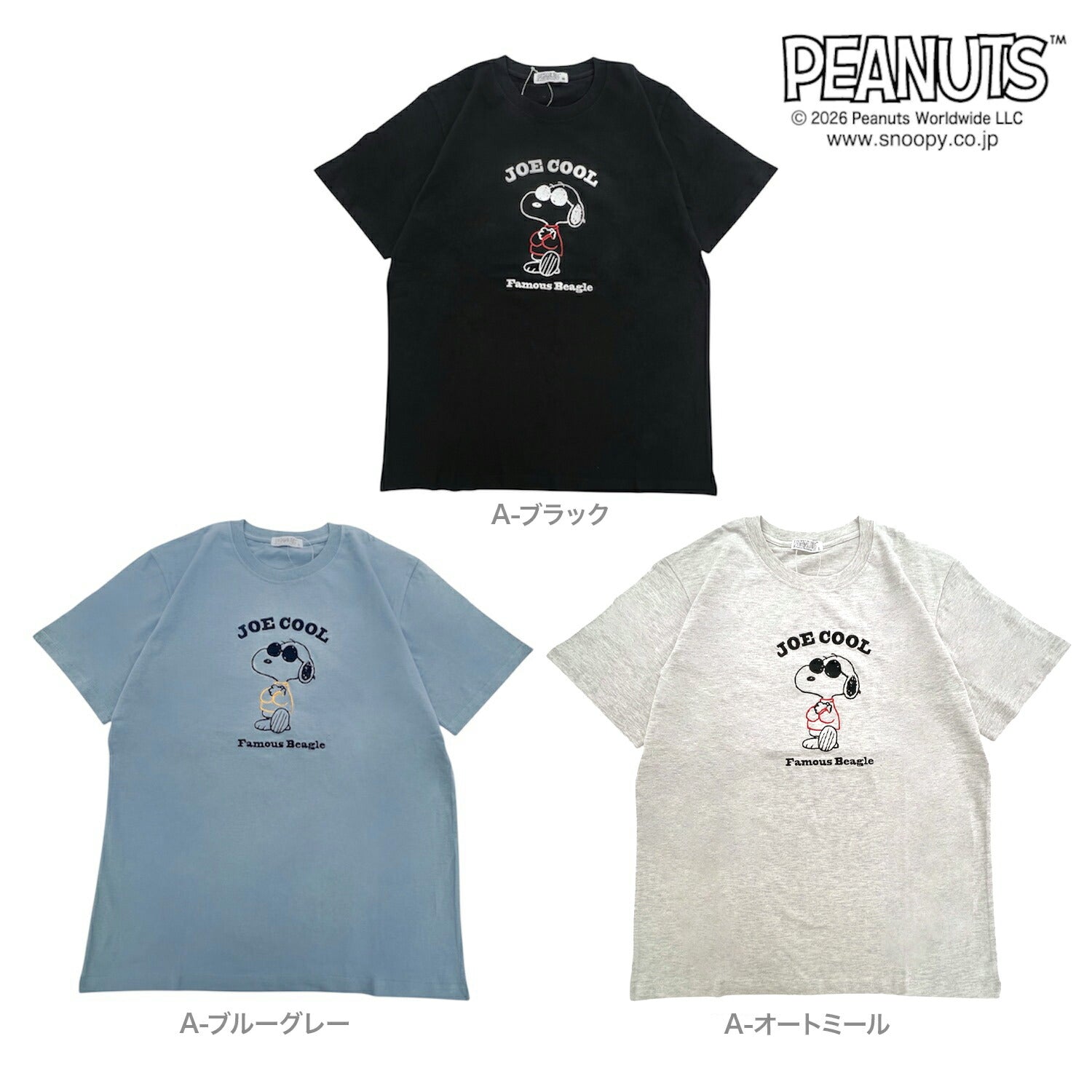 スヌーピー 半袖 Ｔシャツ 天竺 刺繍 メンズ レディース ジョー・クール チャーリー・ブラウン SNOOPY PEANUTS JOE COOL s1162-99