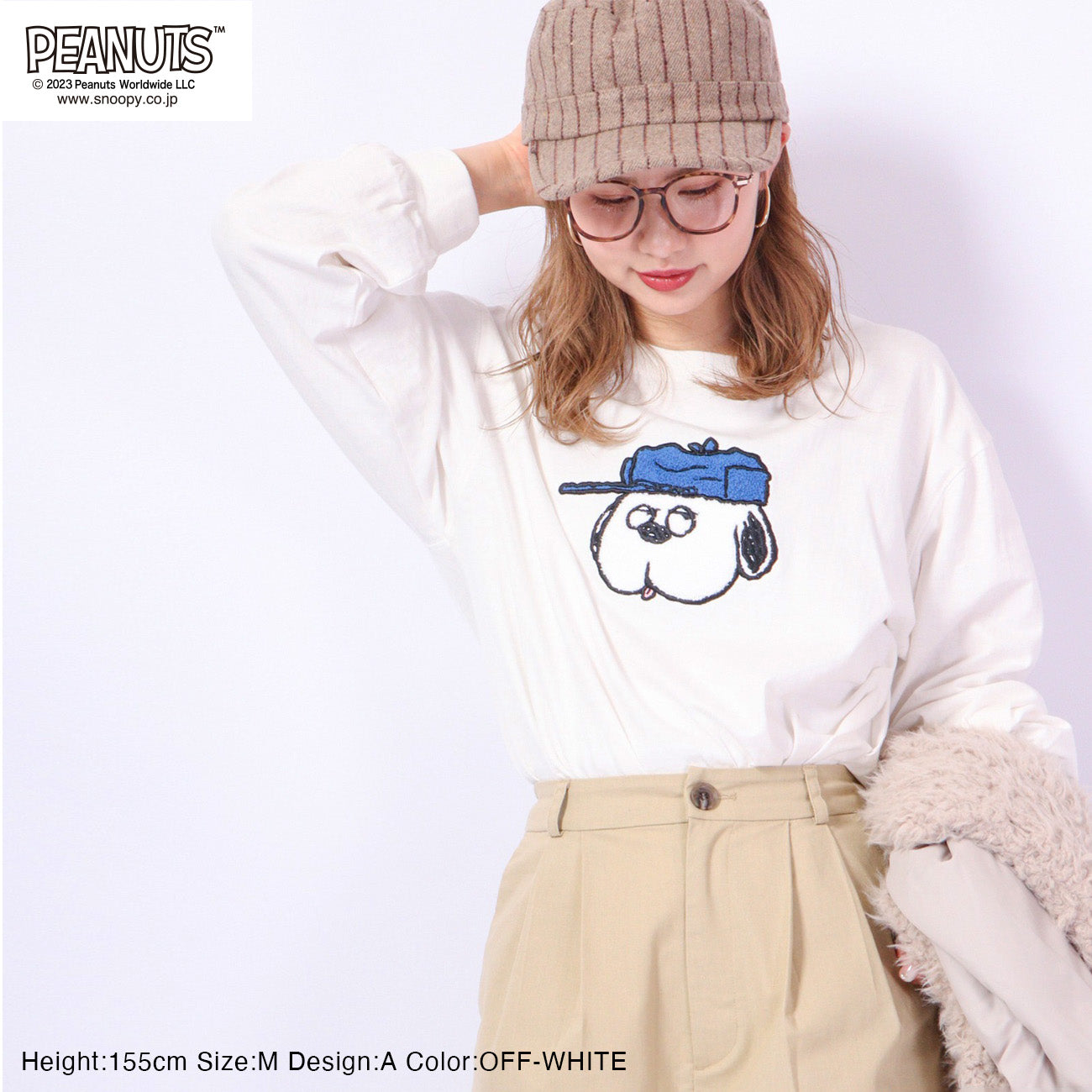 スヌーピー オラフ Tシャツ ロンT 長袖 バルーン シルエット 刺繍 SNOOPY PEANUTS s1223-547sp