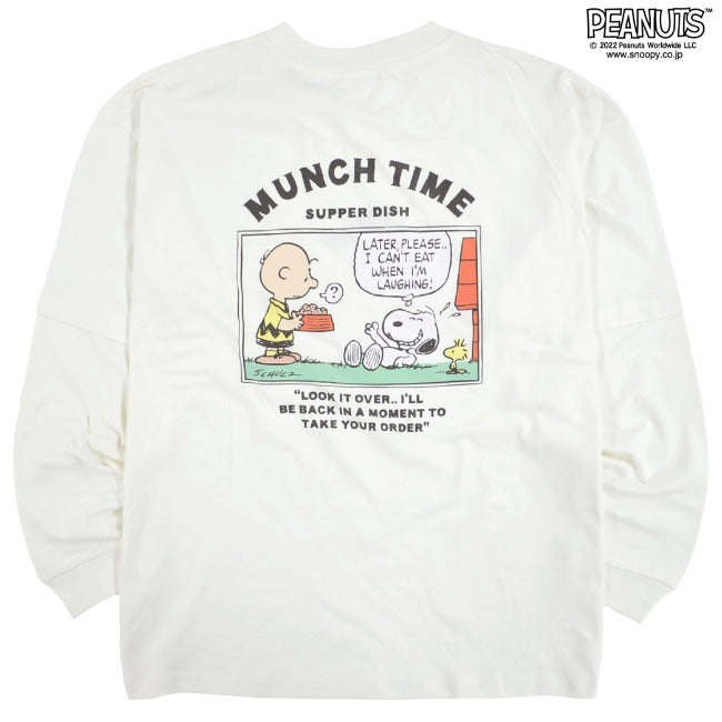 スヌーピー BIG Tシャツ オーバーサイズ 長袖 切り替え 刺繍 バック PEANUTS SNOOPY