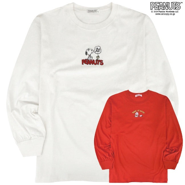 スヌーピー バルーン ビッグ Tシャツ 刺繍 長袖 オーバーサイズ SNOOPY PEANUTS s1233-554sp