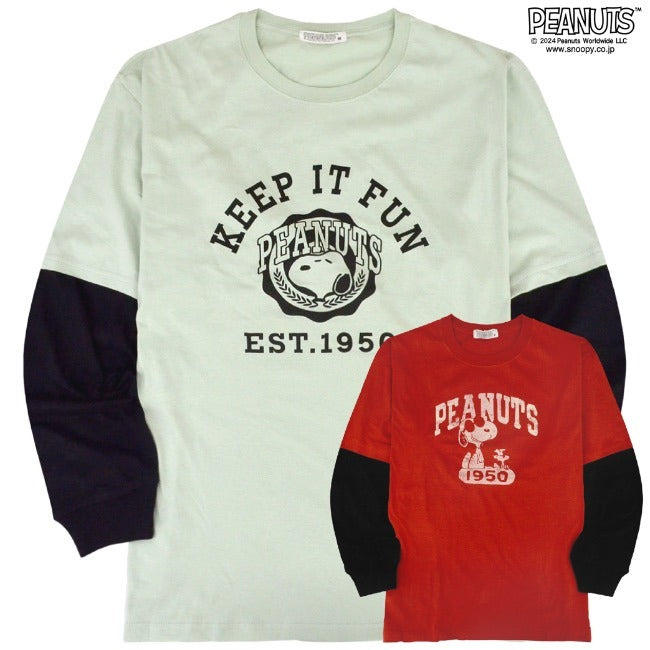 スヌーピー 切替 長袖 Tシャツ 袖切替 ロンT 春秋 SNOOPY PEANUTS s1233-556sp