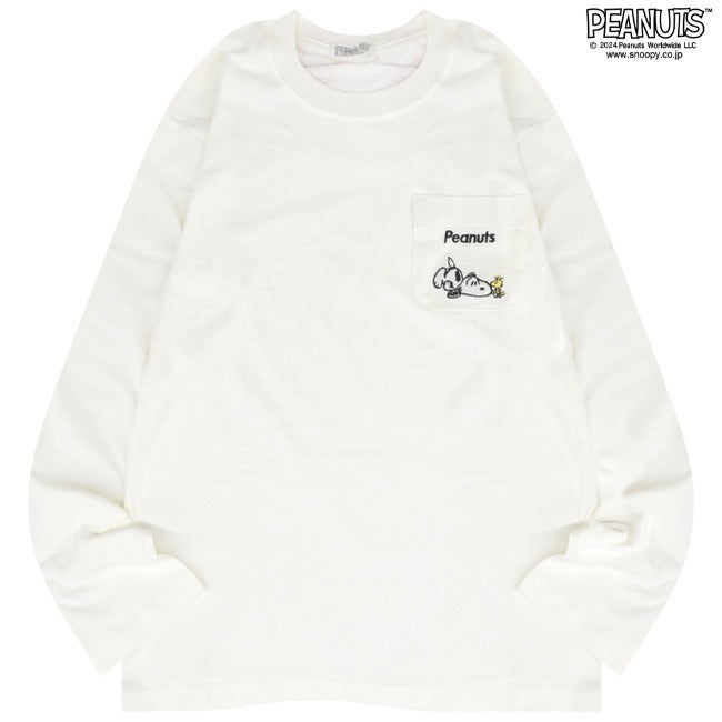 スヌーピー Tシャツ 長袖  トップス 刺繍 ポケット オラフ SNOOPY PEANUTS s1243-16sp