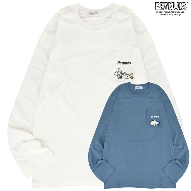 スヌーピー Tシャツ 長袖  トップス 刺繍 ポケット オラフ SNOOPY PEANUTS s1243-16sp