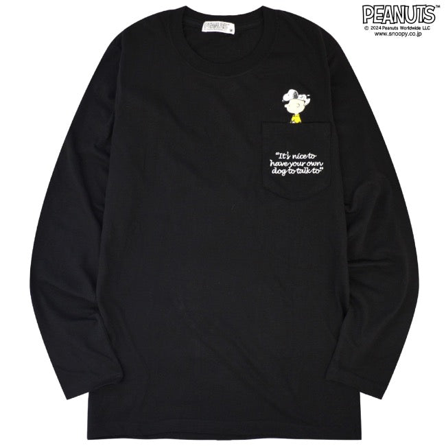 スヌーピー 長袖 トップス Tシャツ ポケット 刺繍 プリント チャーリーブラウン ウッドストック SNOOPY PEANUTS s1243-45