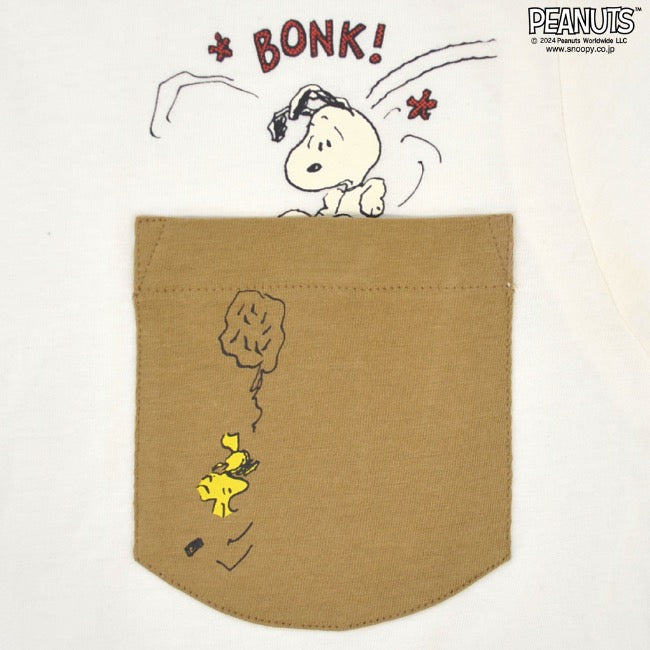 スヌーピー 長袖 トップス Tシャツ ポケット 刺繍 プリント チャーリーブラウン ウッドストック SNOOPY PEANUTS s1243-45