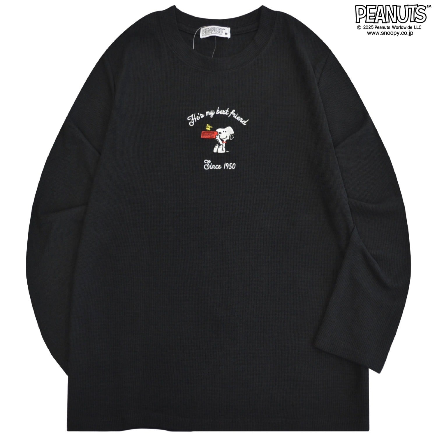 スヌーピー ウッドストック チャーリーブラウン ワッフル 刺繍 長袖 Tシャツ 秋 トップス SNOOPY PEANUTS s1253-00sp