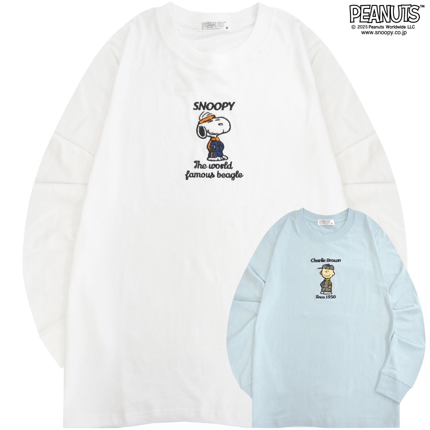 スヌーピー チャーリーブラウン サガラ刺繍 長袖 Tシャツ 秋 トップス SNOOPY PEANUTS s1253-06sp