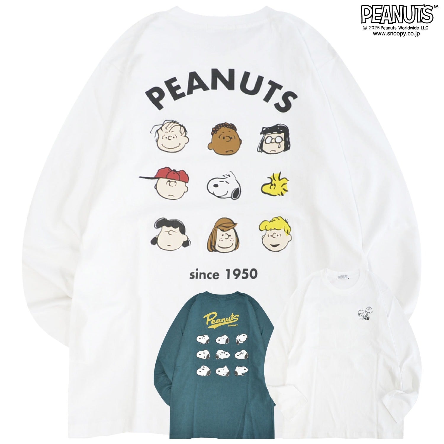 スヌーピー フレンズ 長袖 Tシャツ トップス バックプリント 9連 秋 SNOOPY PEANUTS s1253-07sp