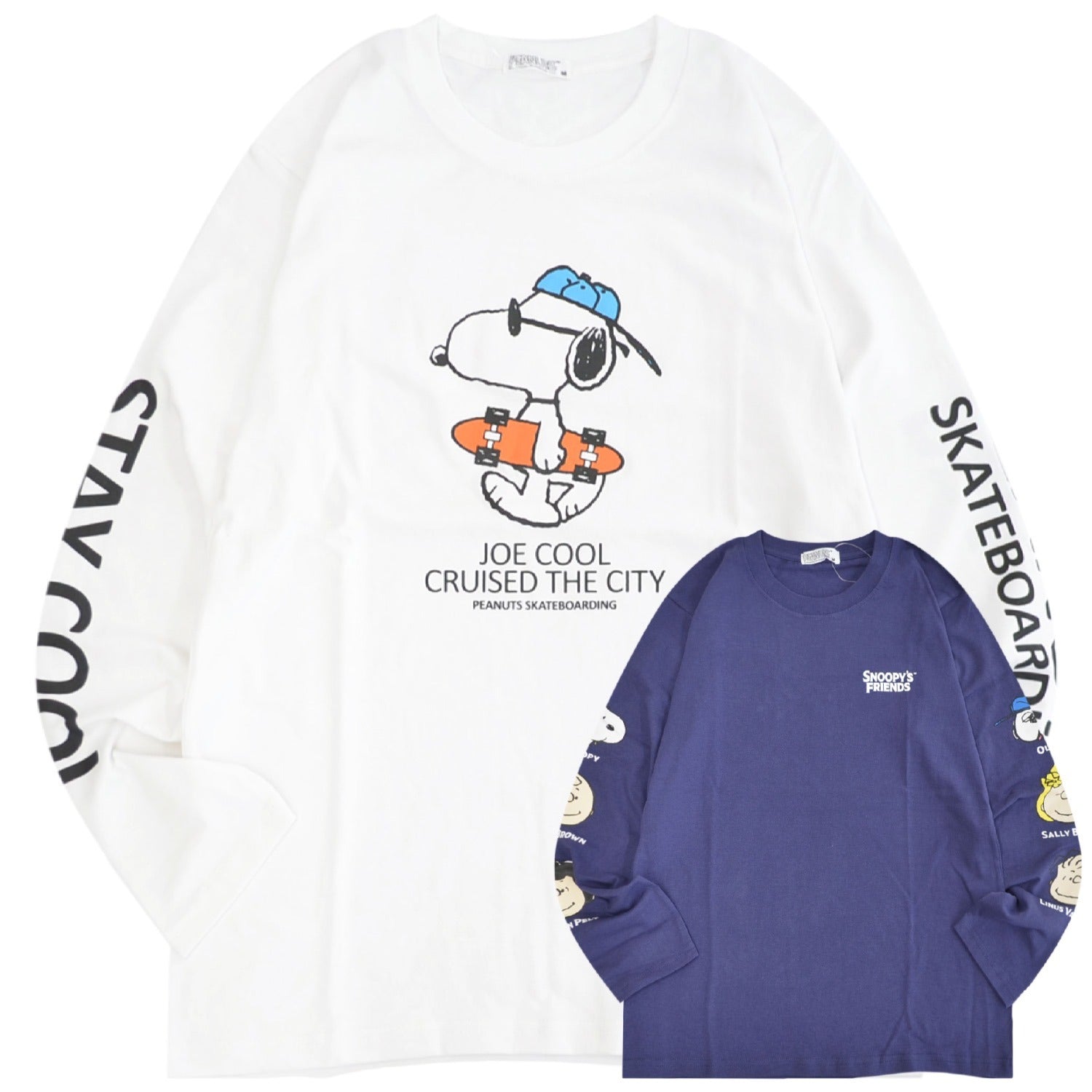 スヌーピー フレンズ ジョークール 袖プリント 長袖 Tシャツ トップス スケートボード柄 秋 SNOOPY PEANUTS s1253-08sp