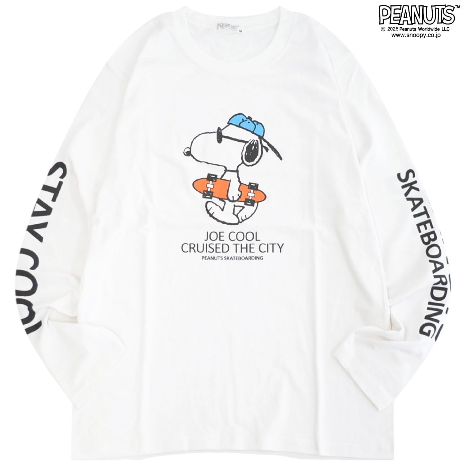 スヌーピー フレンズ ジョークール 袖プリント 長袖 Tシャツ トップス スケートボード柄 秋 SNOOPY PEANUTS s1253-08sp