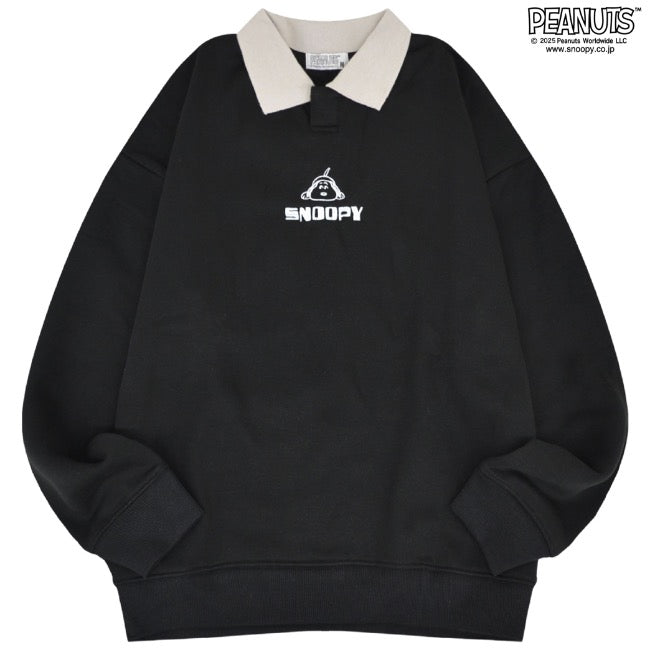 スヌーピー トレーナー スウェット トップス 長袖 襟付き 裏起毛 刺繍 プリント PEANUTS SNOOPY s1344-39sp