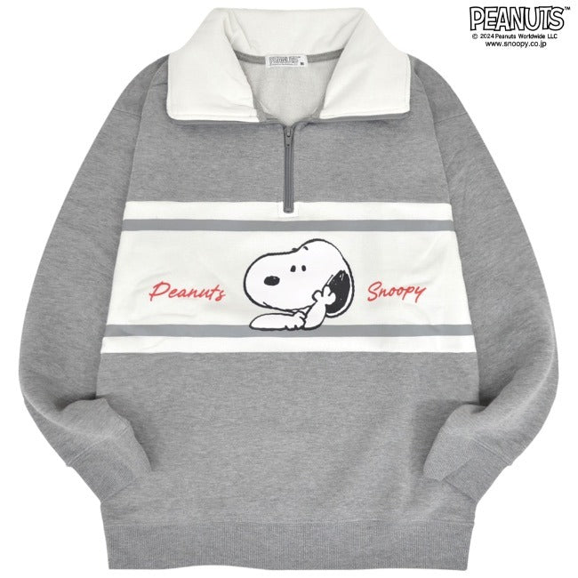 スヌーピー 長袖 トップス ハーフジップ 裏起毛 オラフ ジョークール 切り替え プリント SNOOPY PEANUTS JOE COOL s1344-40sp