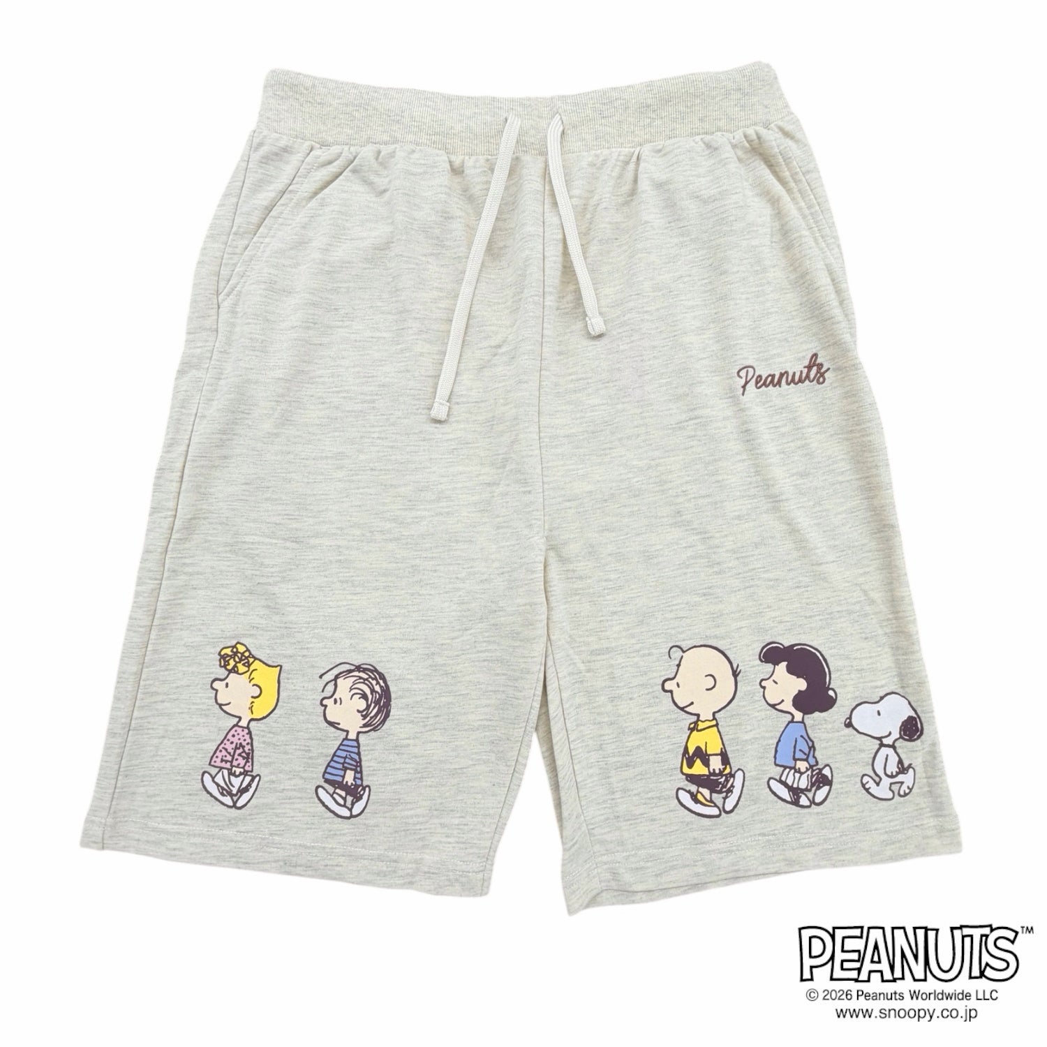 スヌーピー フレンズ WALK柄 プリント 刺繍 ミニ裏毛 ハーフパンツ メンズ レディース 春 夏 SNOOPY PEANUTS s1462-178sp