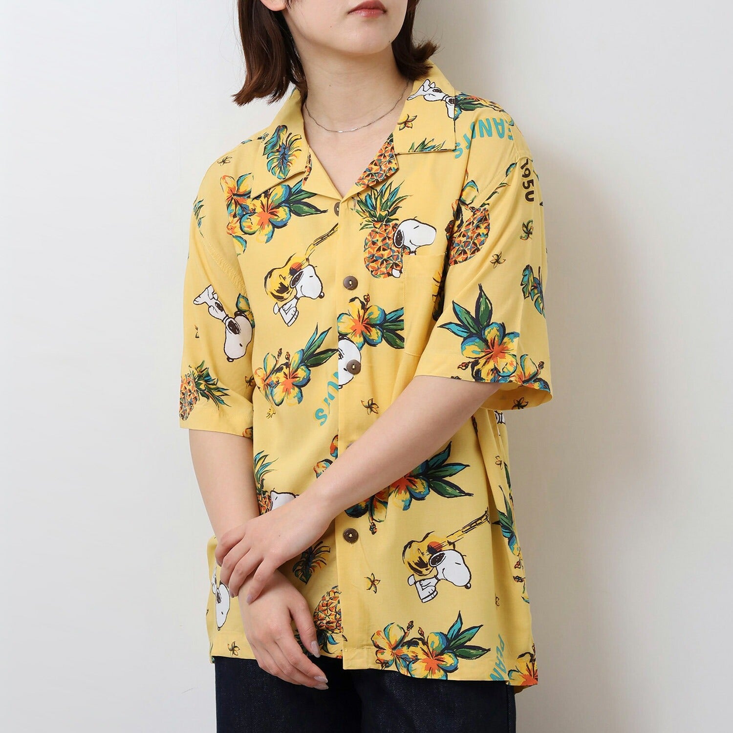 スヌーピー アロハ シャツ ハワイ 夏 海 Tシャツ トップス 半袖 メンズ レディース リゾート ハイビスカス SNOOPY PEANUTS s1552-270sp