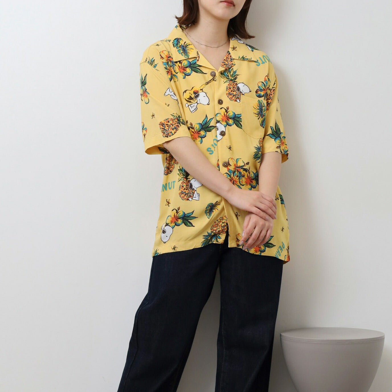 スヌーピー アロハ シャツ ハワイ 夏 海 Tシャツ トップス 半袖 メンズ レディース リゾート ハイビスカス SNOOPY PEANUTS s1552-270sp