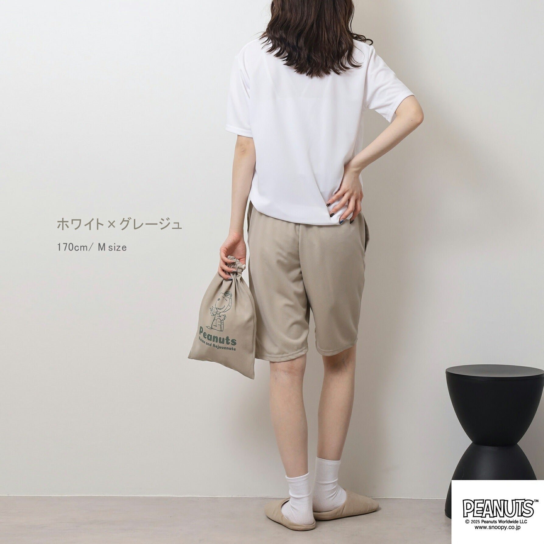 スヌーピー 半袖 Tシャツ ハーフ パンツ セットアップ 上下セット 巾着