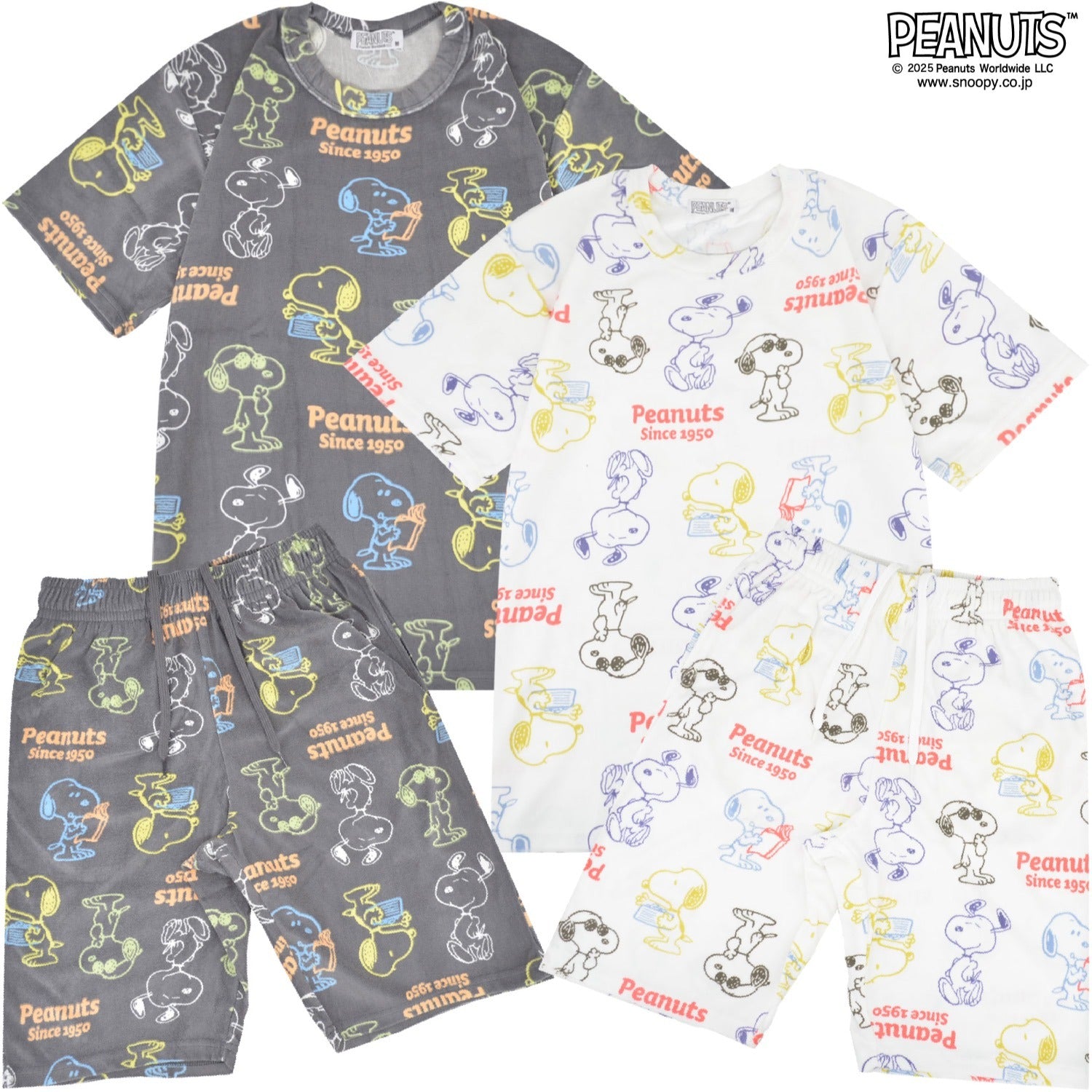 スヌーピー シャツ ハーフパンツ セットアップ 半袖 部屋着 パイル 総柄 SNOOPY PEANUTS s1652-284sp