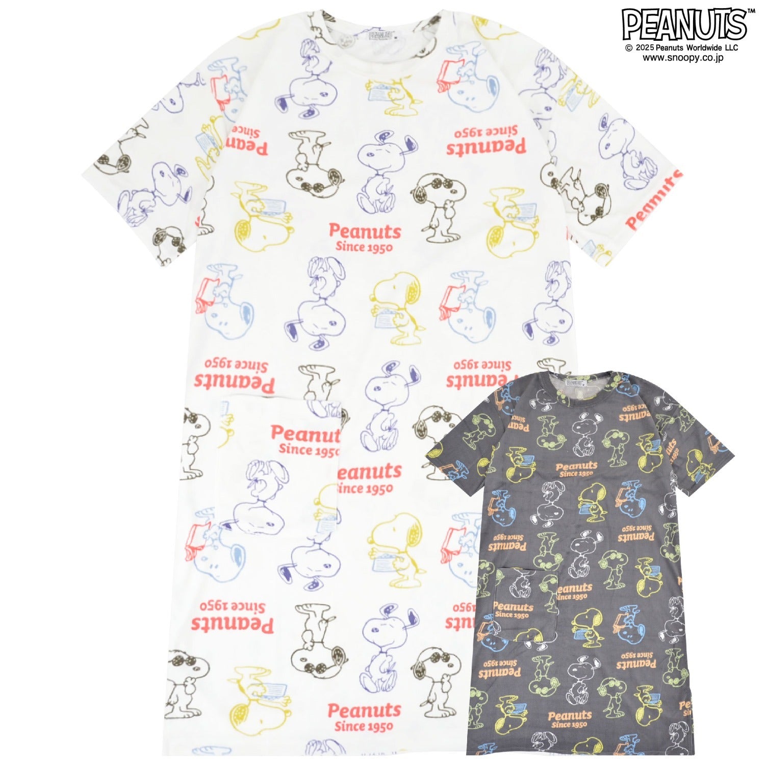 スヌーピー ジョークール スーパービッグ Tシャツ ワンピース 半袖 総柄 パイル SNOOPY PEANUTS s1752-283sp