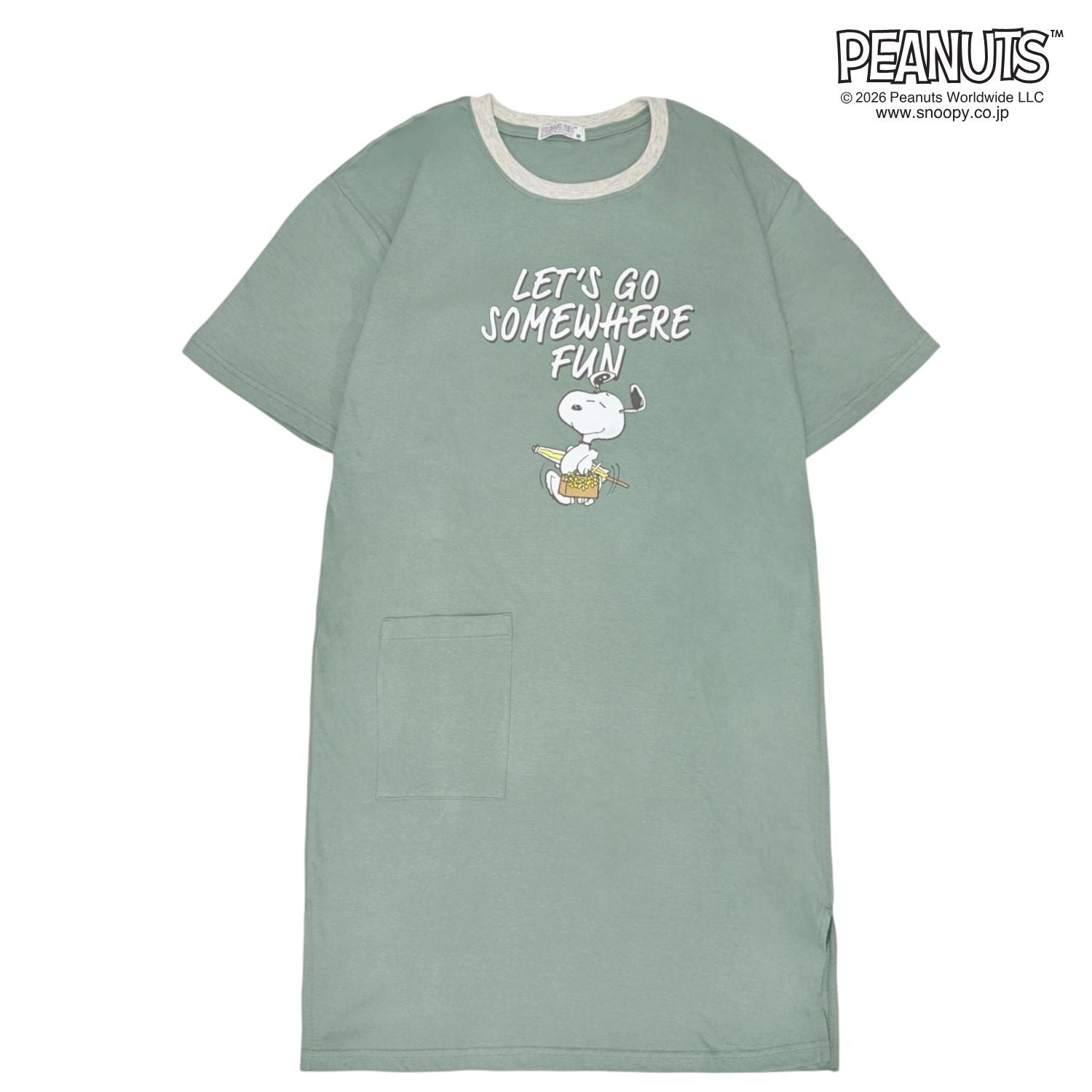 スヌーピー 半袖 ワンピース 膝丈 春夏 ルームウェア 部屋着 天竺 PEANUTS s1752-427sp