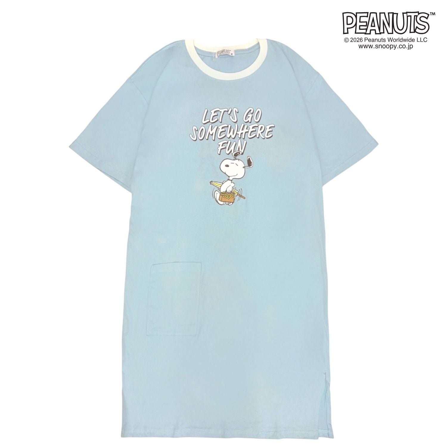 スヌーピー 半袖 ワンピース 膝丈 春夏 ルームウェア 部屋着 天竺 PEANUTS s1752-427sp