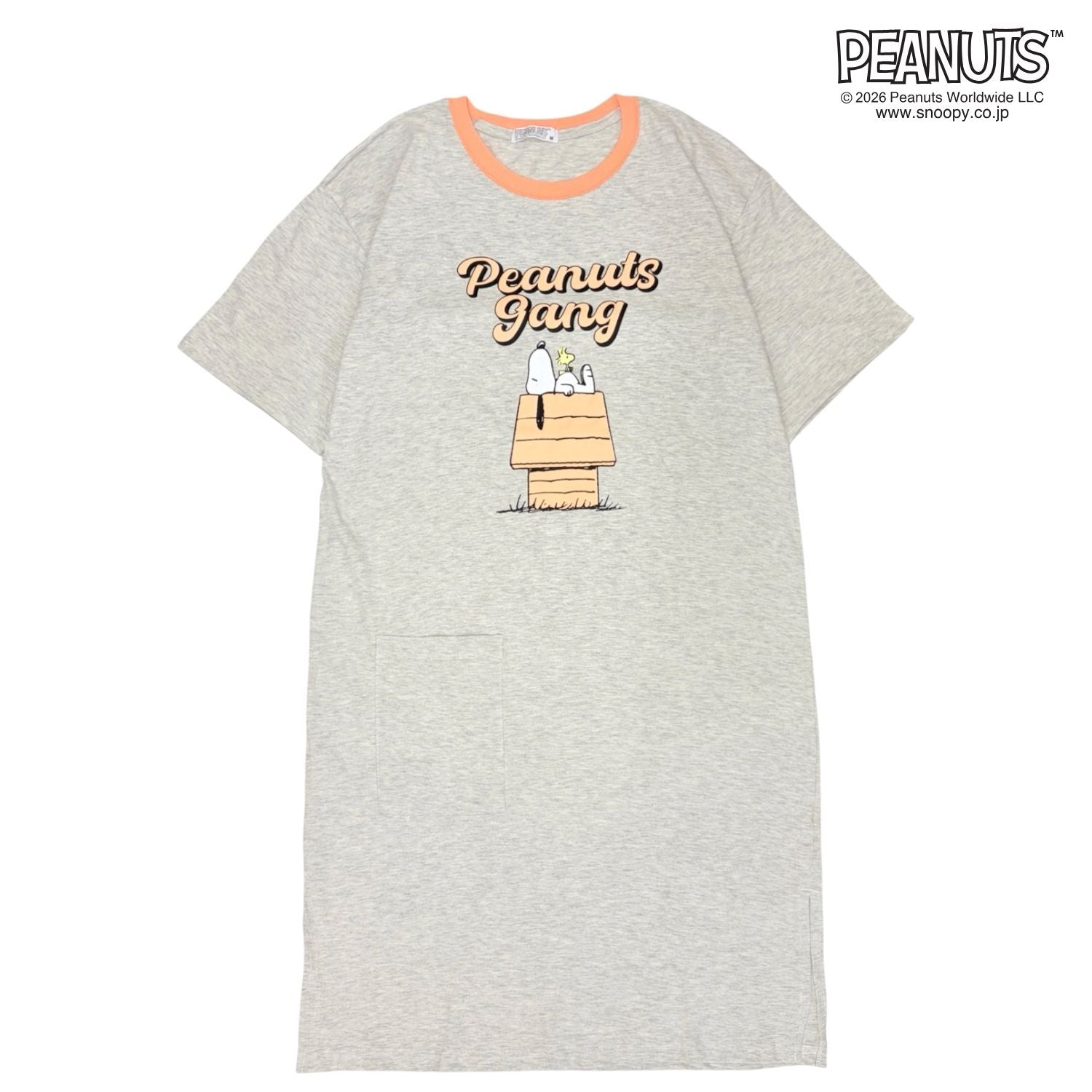 スヌーピー 半袖 ワンピース 膝丈 春夏 ルームウェア 部屋着 天竺 PEANUTS s1752-427sp