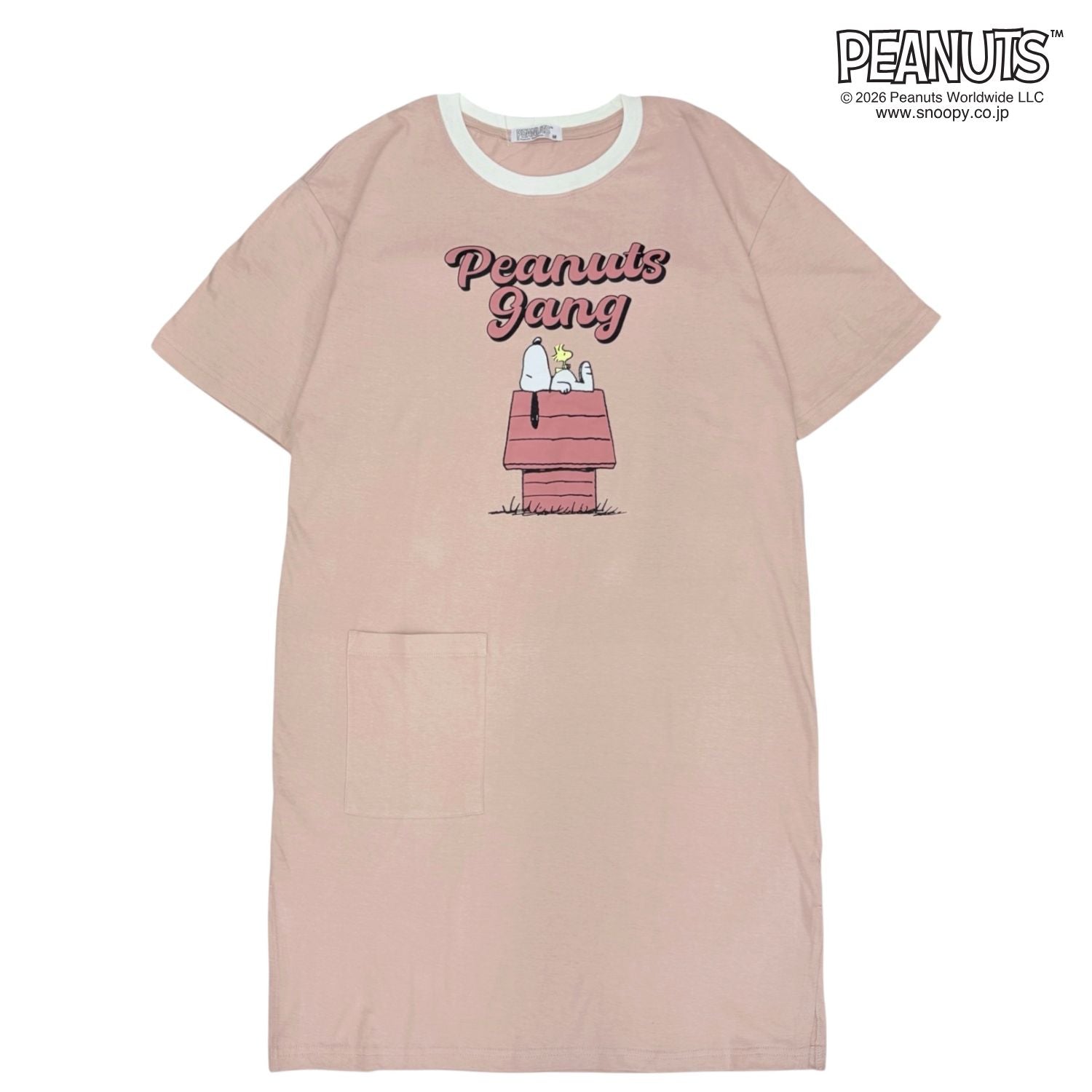 スヌーピー 半袖 ワンピース 膝丈 春夏 ルームウェア 部屋着 天竺 PEANUTS s1752-427sp