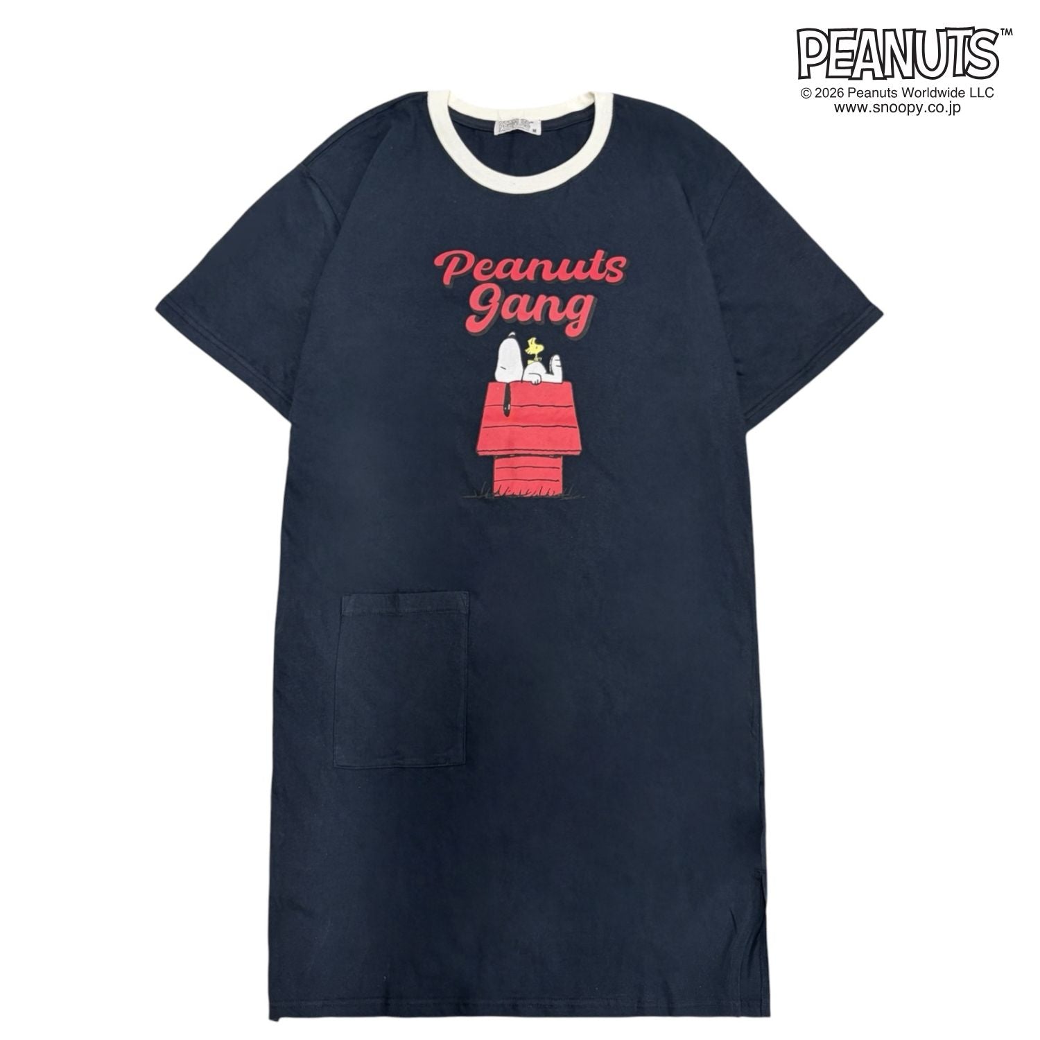 スヌーピー 半袖 ワンピース 膝丈 春夏 ルームウェア 部屋着 天竺 PEANUTS s1752-427sp