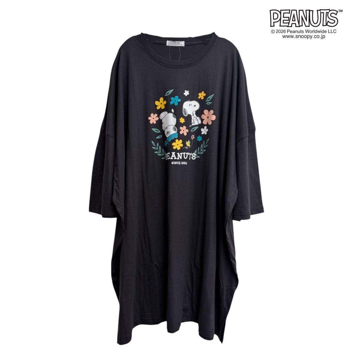 スヌーピー ピーナッツ 花柄 プリント Tシャツ 大きいサイズ キングT 春夏 カットソー ゆったり PEANUTS s1752-429sp