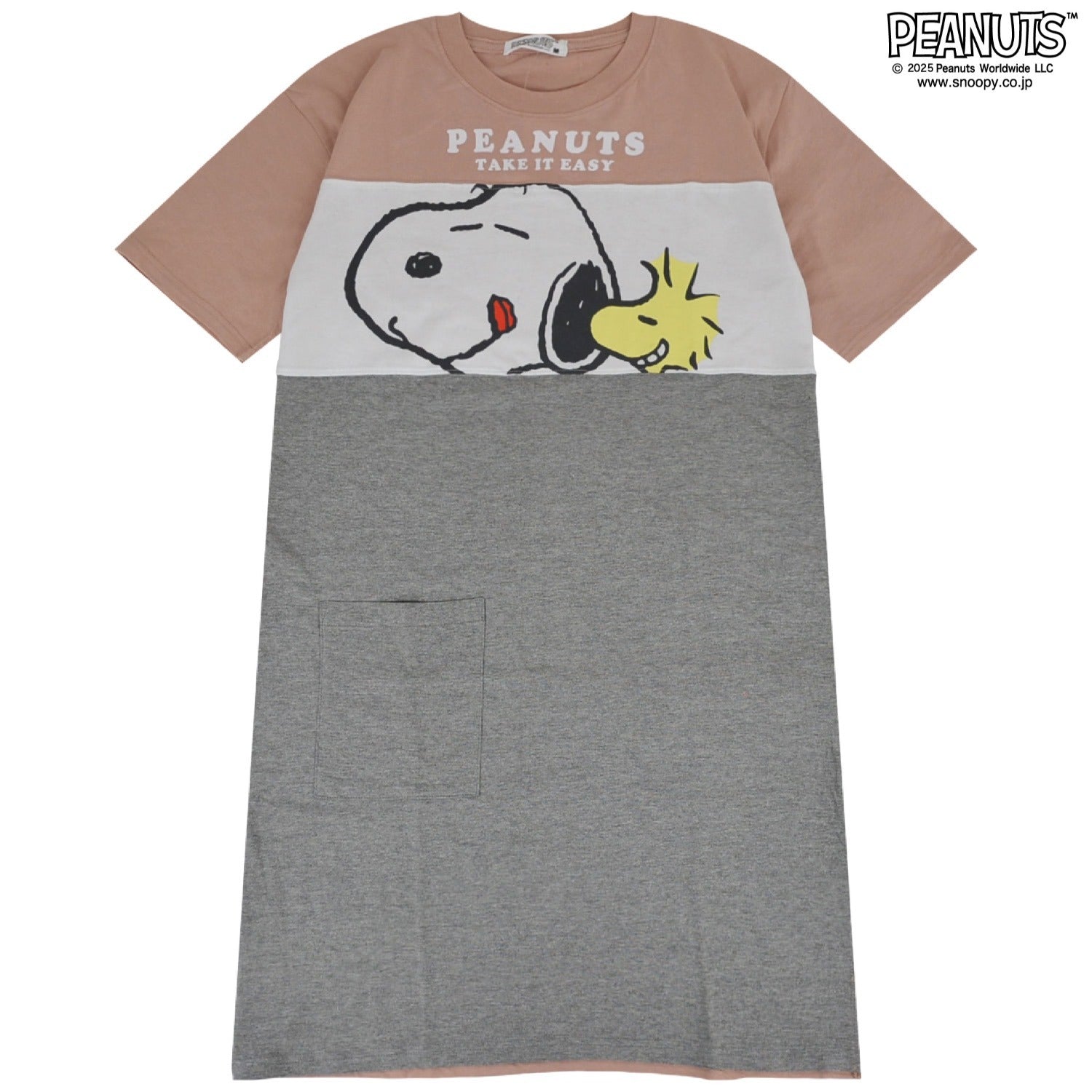 スヌーピー ウッドストック チャーリーブラウン Tシャツ BIGトップス 半袖 レディース 切替 プリント SNOOPY PEANUTS s1752-94sp