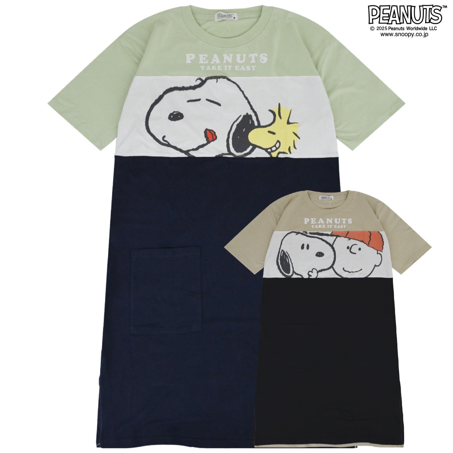 スヌーピー ウッドストック チャーリーブラウン Tシャツ BIGトップス 半袖 レディース 切替 プリント SNOOPY PEANUTS s1752-94sp