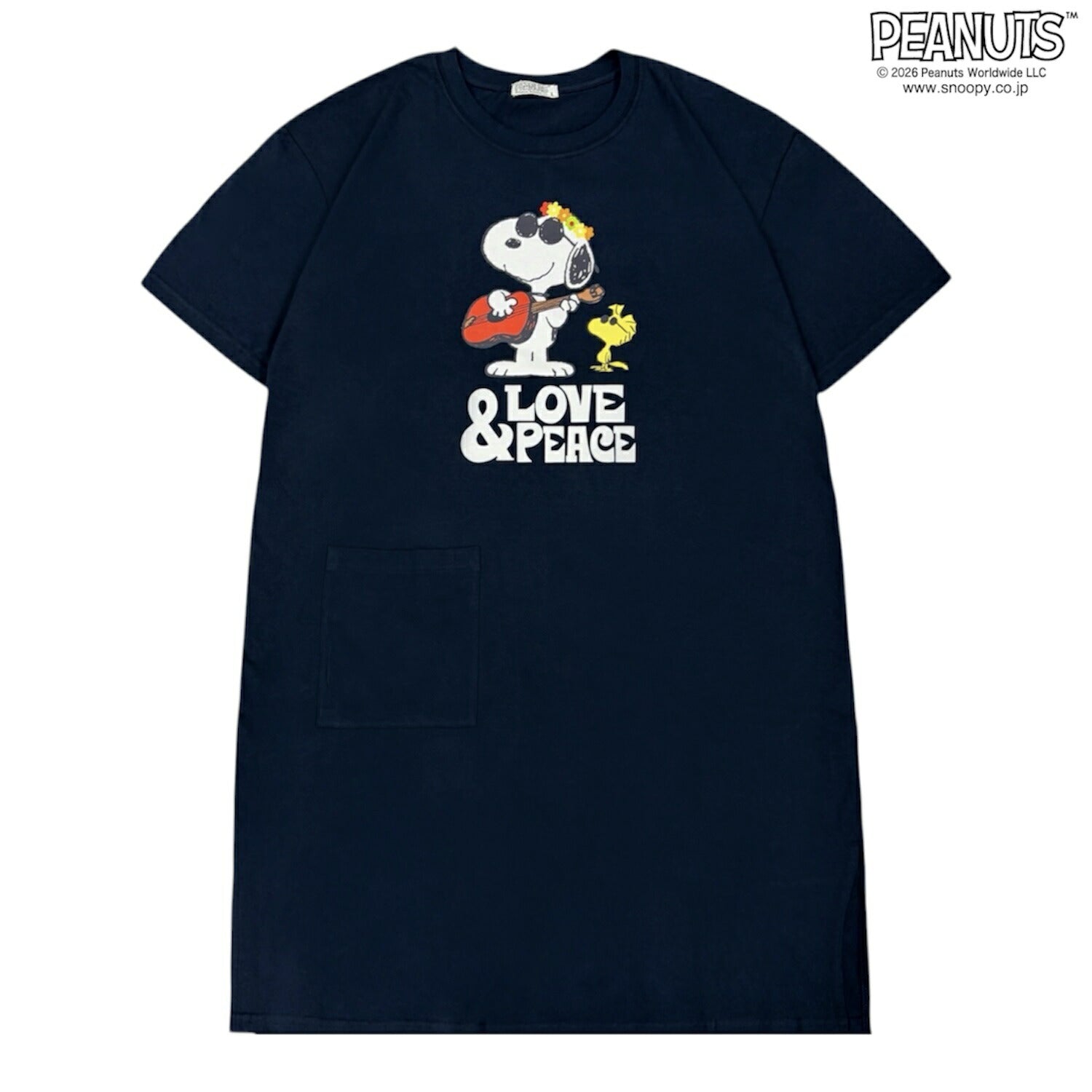 スヌーピー チャーリー・ブラウン ミュージック柄 プリント スーパービッグTシャツ 半袖 ワンピース ルームウェア レディース 春 夏  s1762-253sp