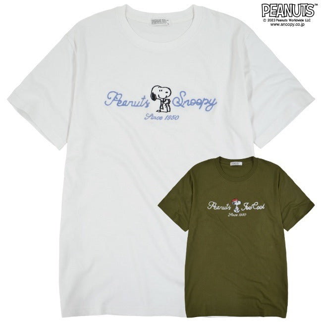スヌーピー ジョークール Tシャツ 半袖 トップス 刺繍 ロゴ SNOOPY JOECOOL PEANUTS s1132-29