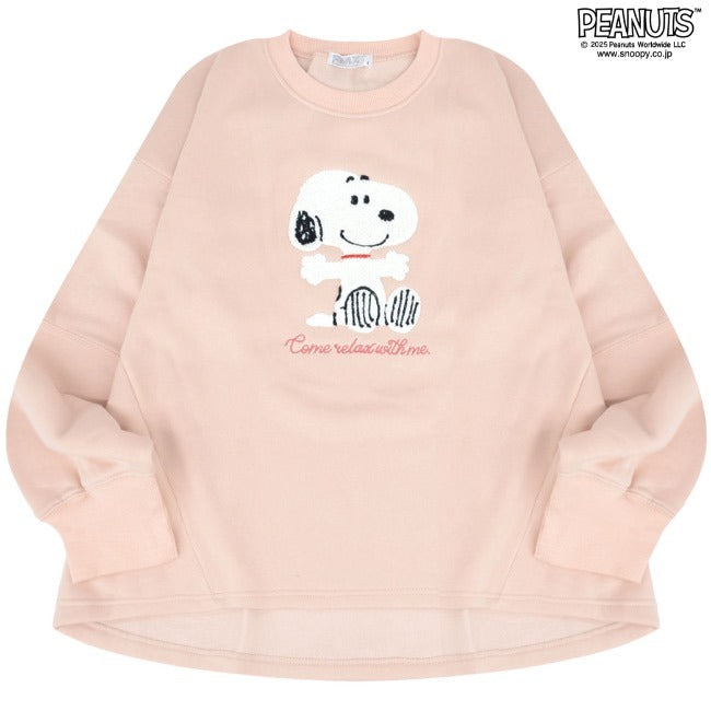 スヌーピー トレーナー 長袖 裏起毛 刺繍 切り替え スウェット チャーリーブラウン コクーン SNOOPY PEANUTS s2344-188