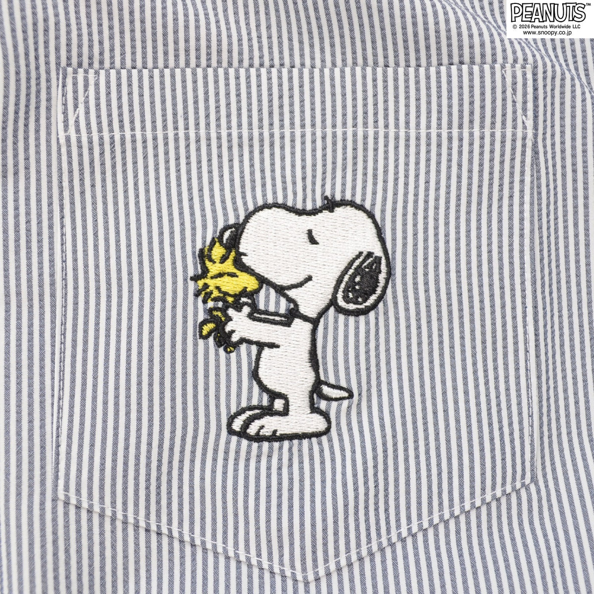 スヌーピー 半袖 ワンピース シアサッカー シャツ 春夏 ウエスト紐 胸ポケ PEANUTS SNOOPY s2542-172sp
